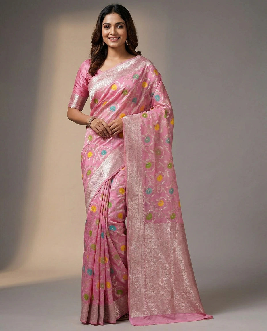 Cotton Linen Banarasi Saree for Women - Daily Wear