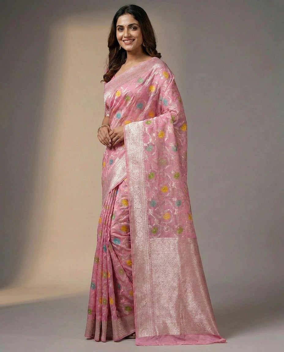Cotton Linen Banarasi Saree for Women - Daily Wear