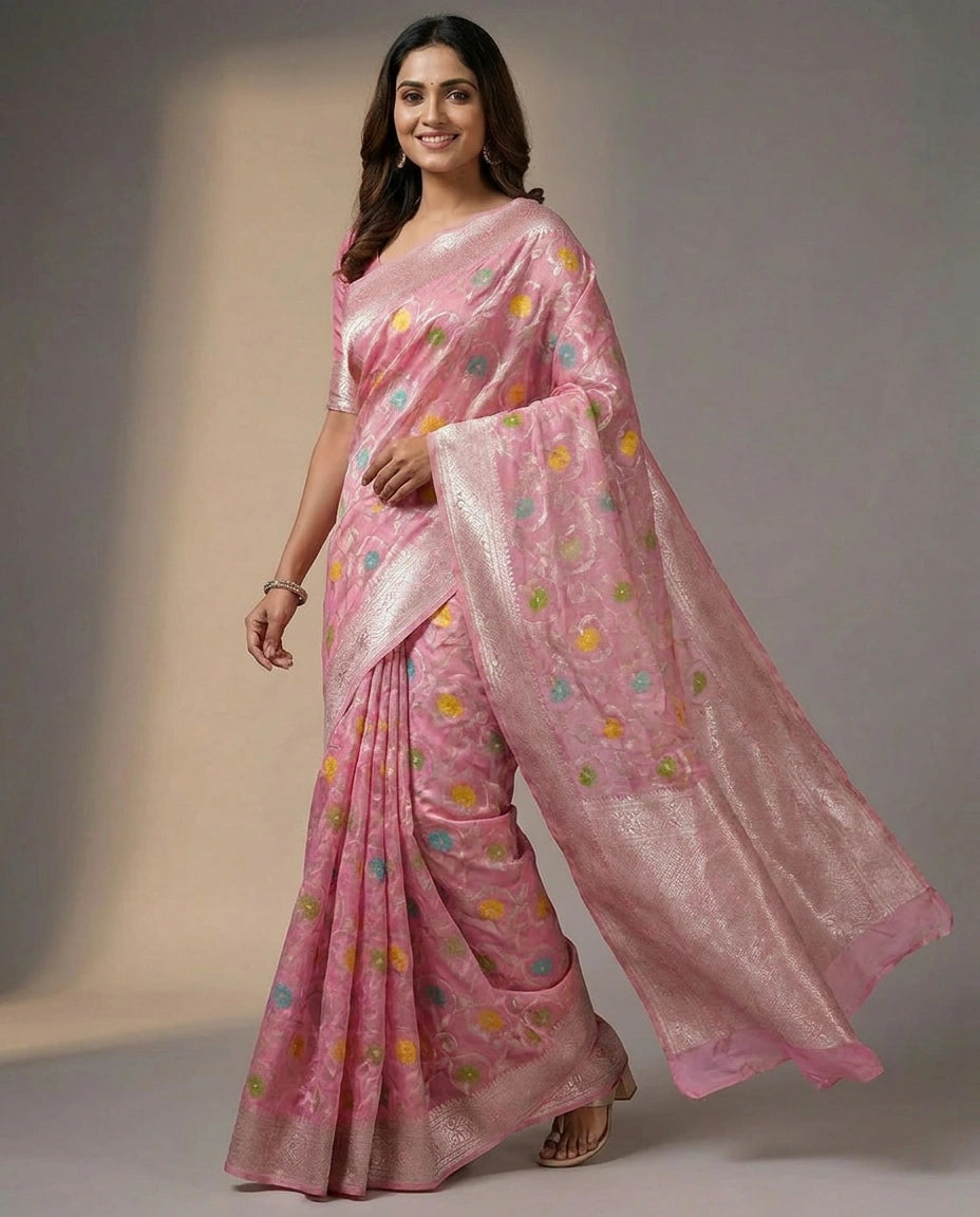 Cotton Linen Banarasi Saree for Women - Daily Wear