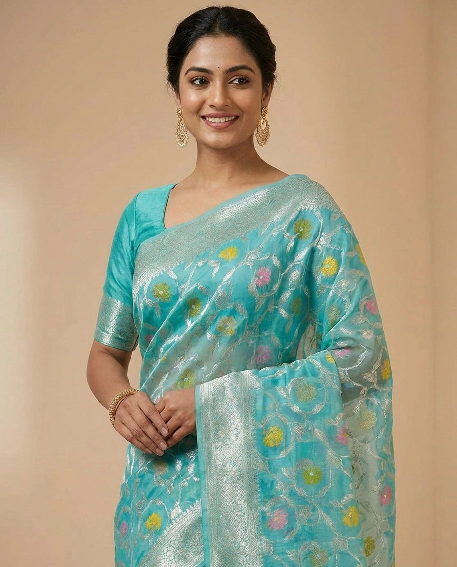Cotton Linen Banarasi Saree for Women - Daily Wear