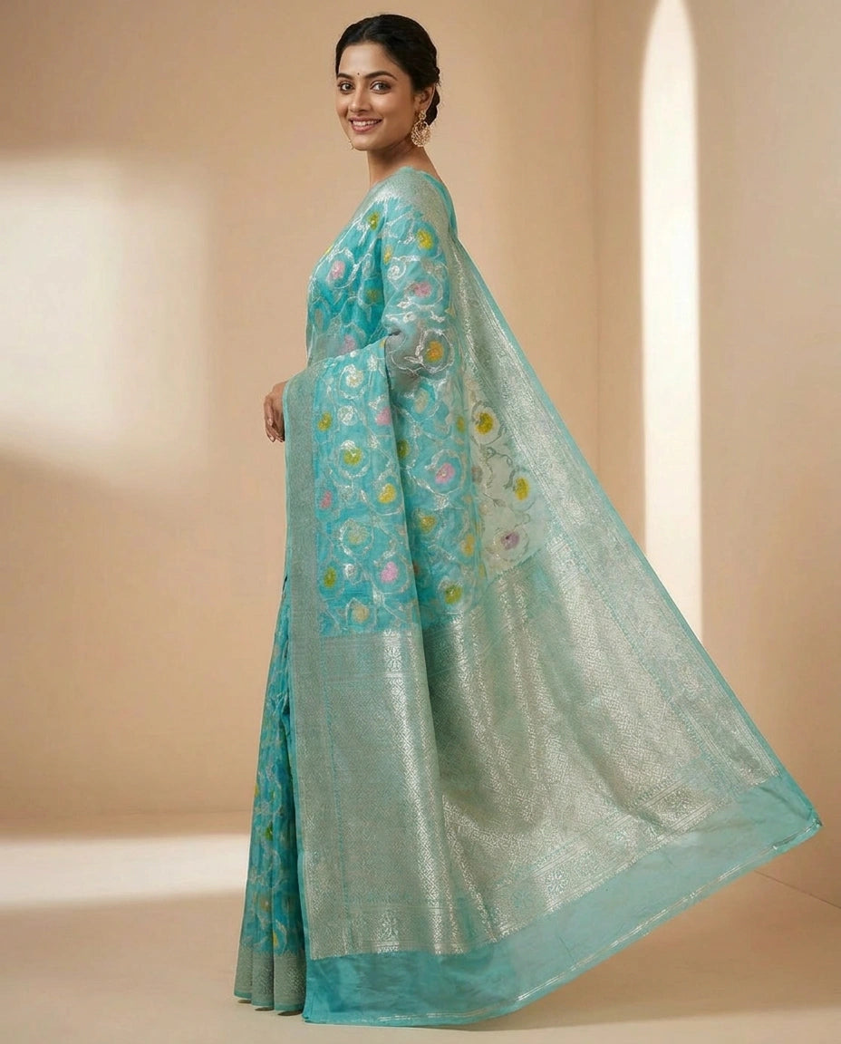Cotton Linen Banarasi Saree for Women - Daily Wear