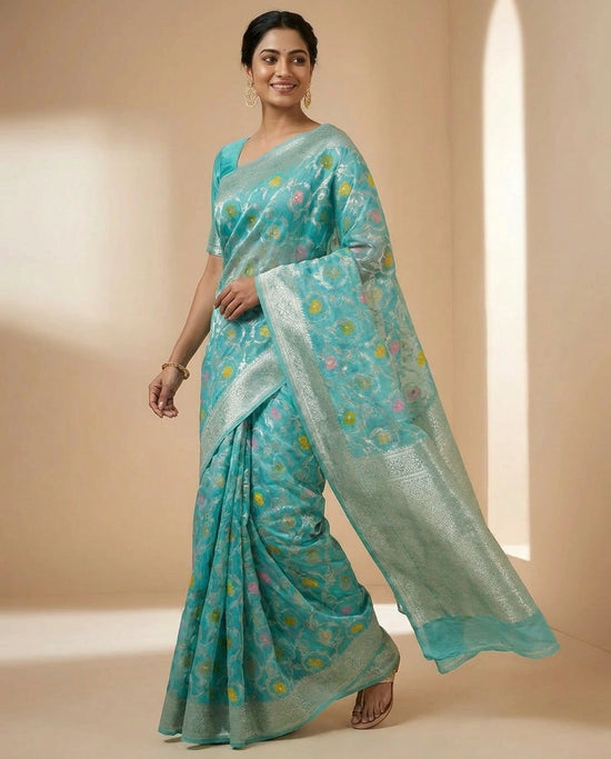Cotton Linen Banarasi Saree for Women - Daily Wear