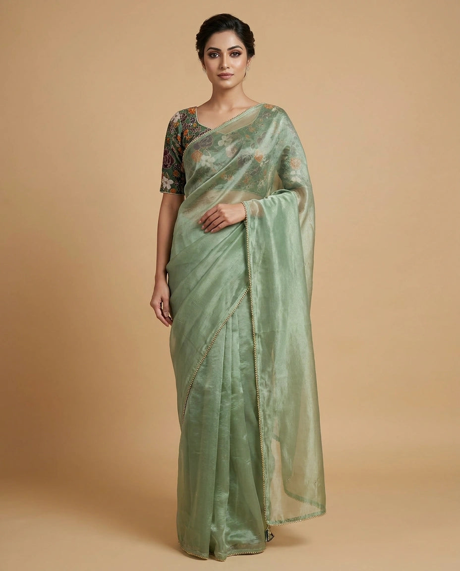 Art Silk Designer Saree with Sequin and Resham Work Online India - Rangoli India