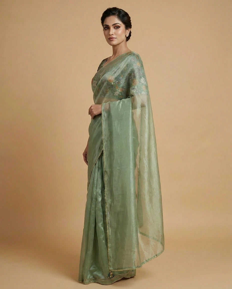 Art Silk Designer Saree with Sequin and Resham Work Online India - Rangoli India