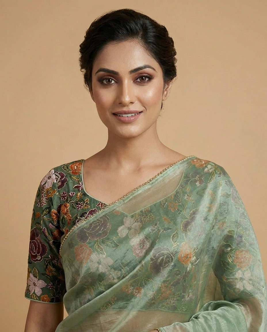 Art Silk Designer Saree with Sequin and Resham Work Online India - Rangoli India
