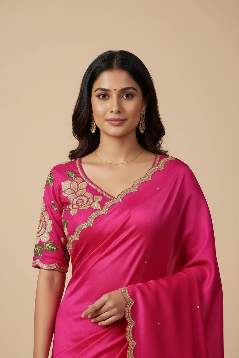 Handcrafted Designer Embroidery Saree - Rangoli Sarees