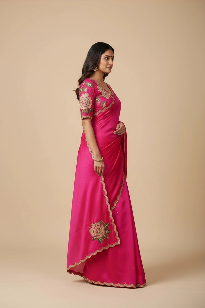 Handcrafted Designer Embroidery Saree | Rangoli
