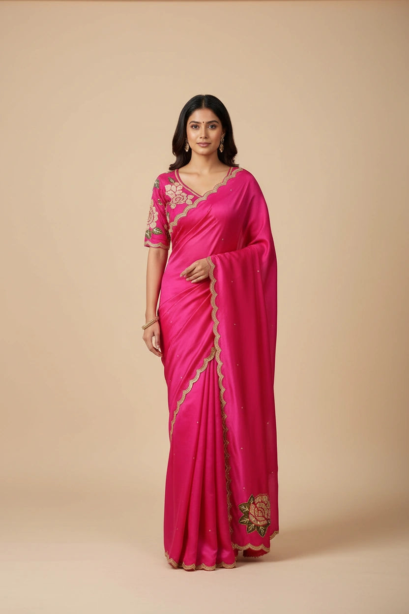 Handcrafted Designer Embroidery Saree | Rangoli