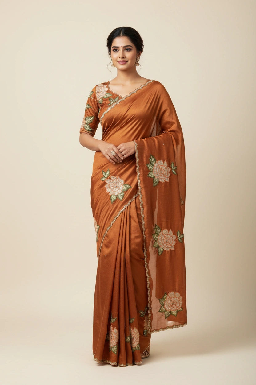 Embroidered Saree With Designer Blouse