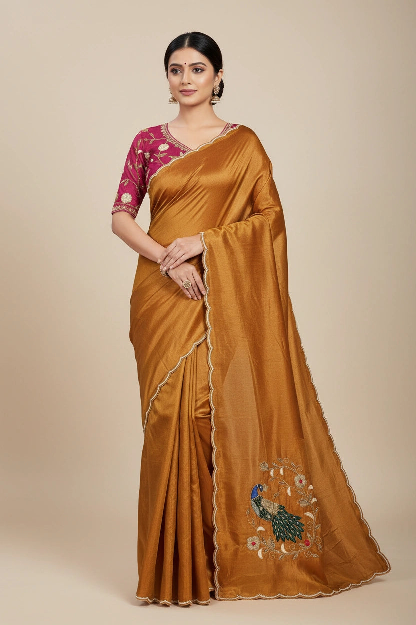 Embroidered Saree With Designer Blouse