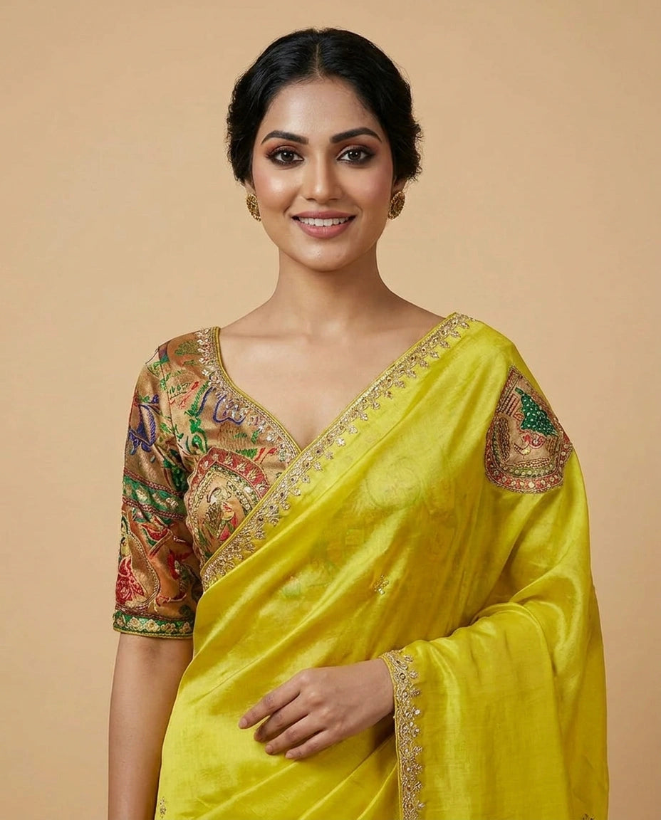 Art Silk Designer Saree with Stone and Sequin Work Online India - Rangoli India
