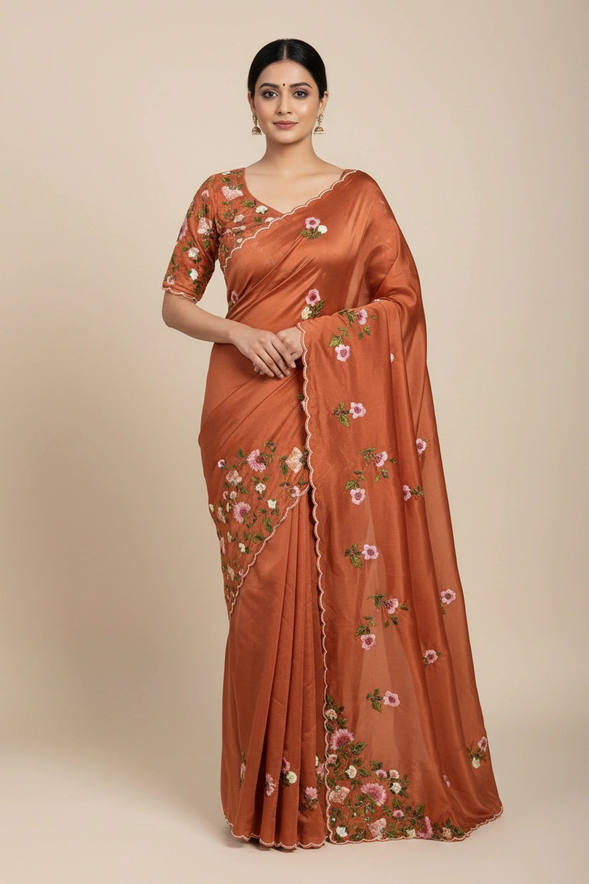 Designer Embroidered Saree with Statement Blouse