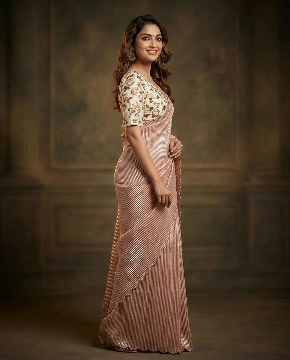 Designer Saree with Foil Print and Sequin Work for Women