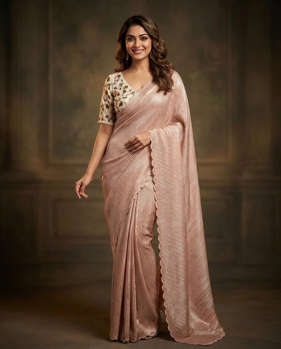 Art Silk Designer Saree with Foil Print and Sequin Work for Women - Rangoli India