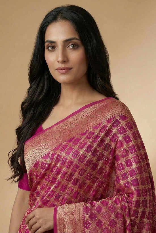 Rani Bandhej Georgette Saree - Rangoli India