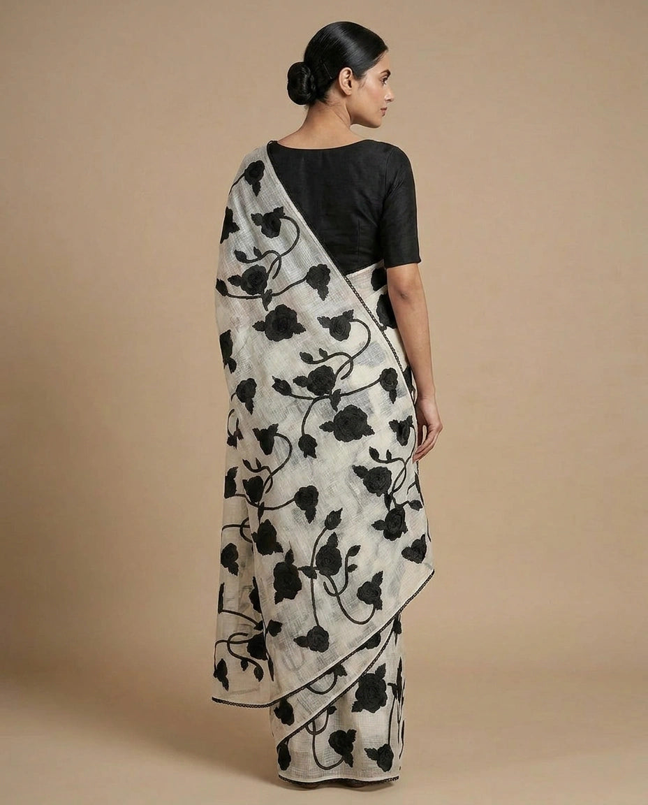 Kota Saree with Lightweight Embroidery Border and Pallu view 3