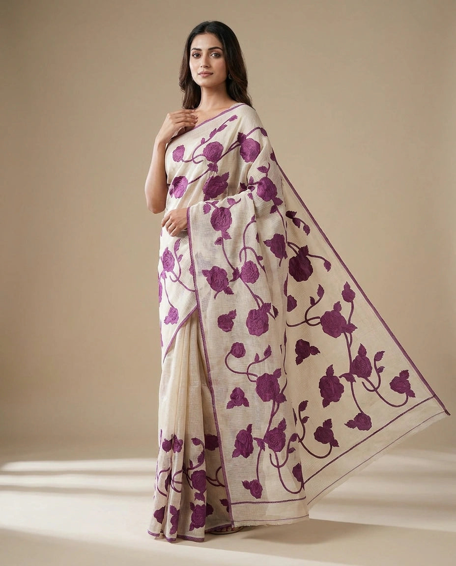 Kota Saree with Lightweight Embroidery Border and Pallu view 5