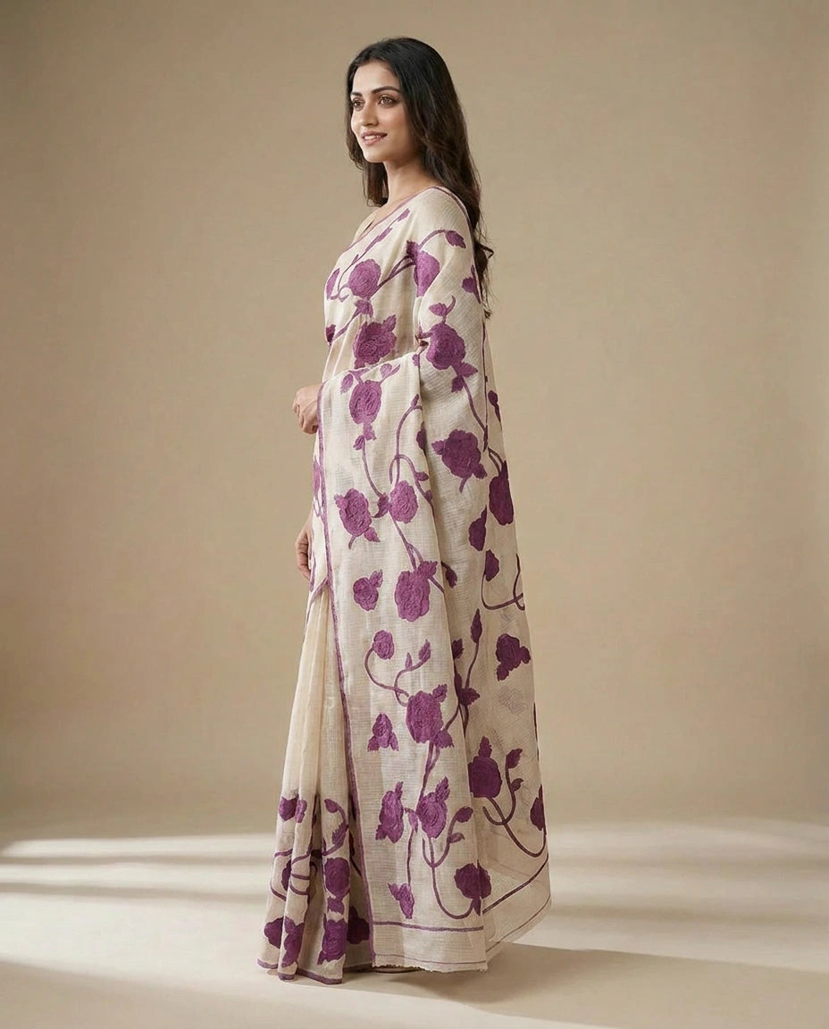 Kota Saree with Lightweight Embroidery Border and Pallu view 6