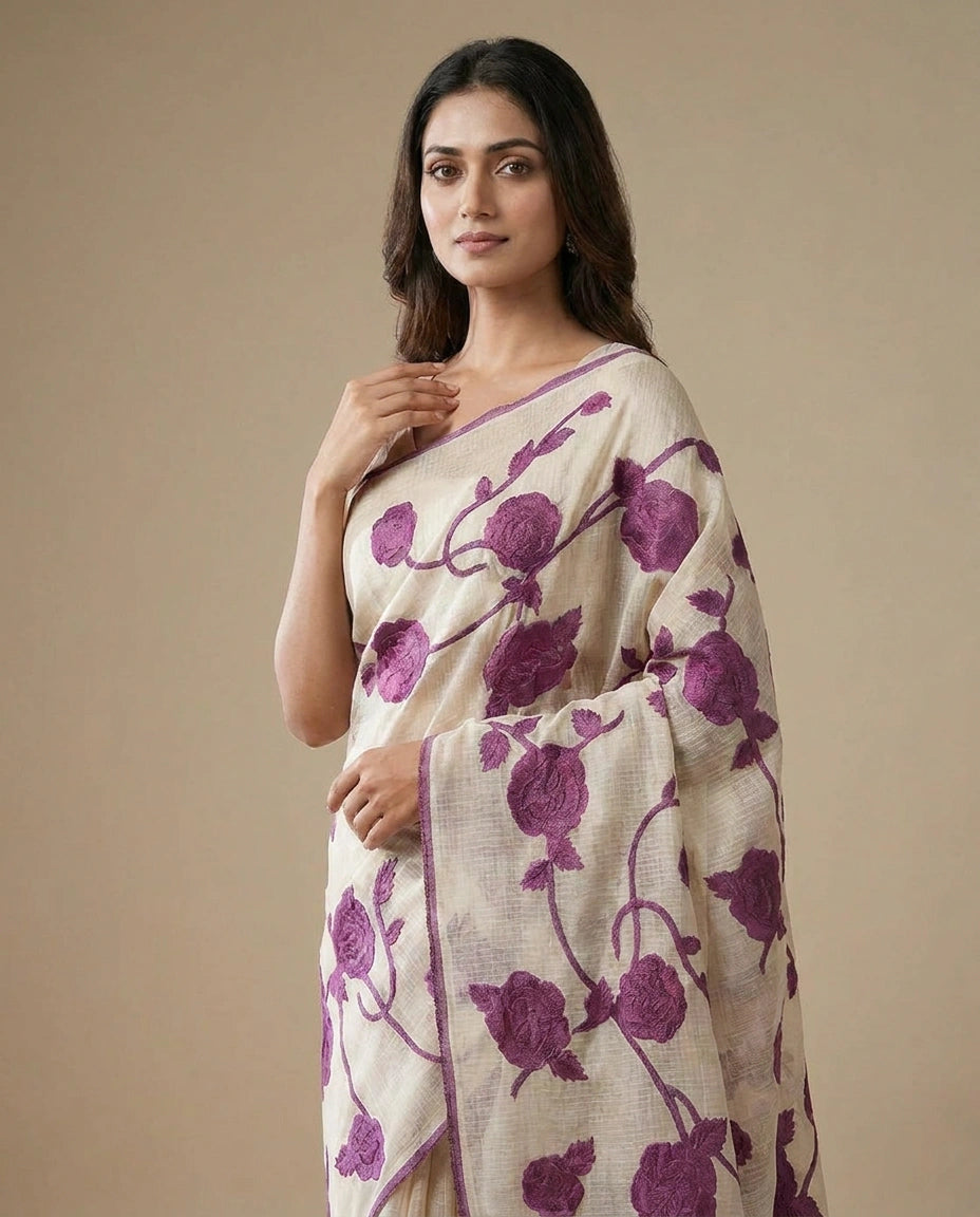 Kota Saree with Lightweight Embroidery Border and Pallu view 8