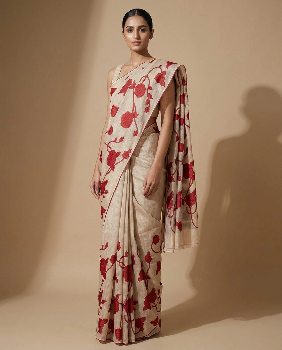Kota Saree with Lightweight Embroidery Border and Pallu view 9