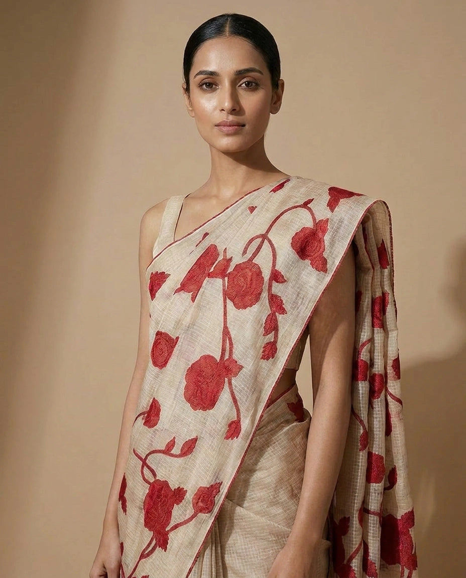 Kota Saree with Lightweight Embroidery Border and Pallu view 12