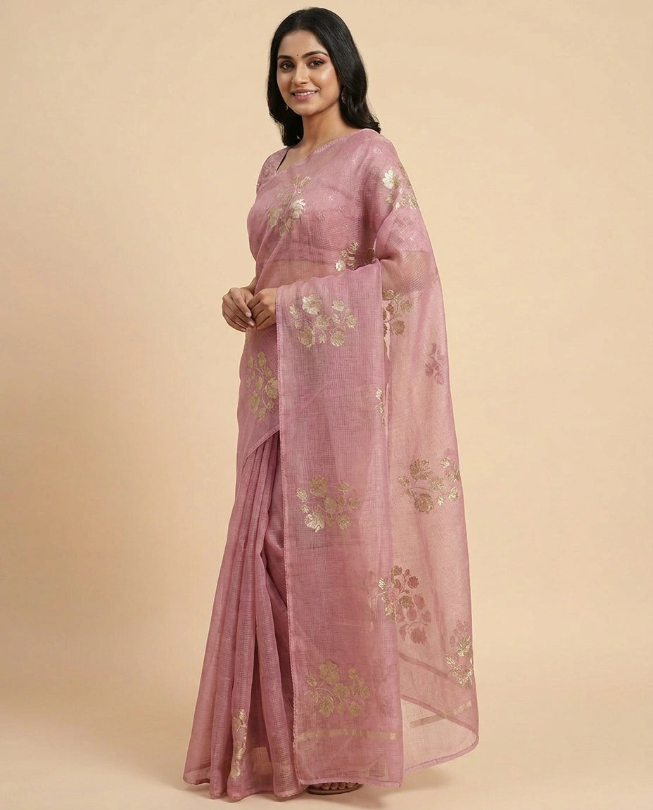 Embroidered Kota Doria Saree — photo 3 of 12