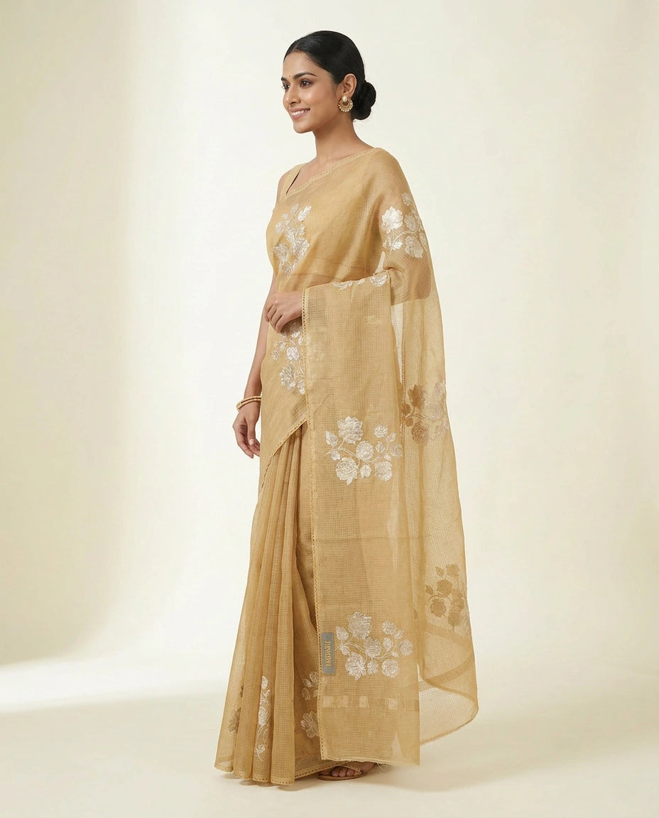 Embroidered Kota Doria Saree — photo 11 of 12