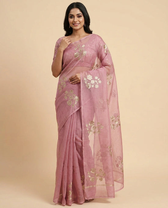 Embroidered Kota Doria Saree — photo 2 of 12