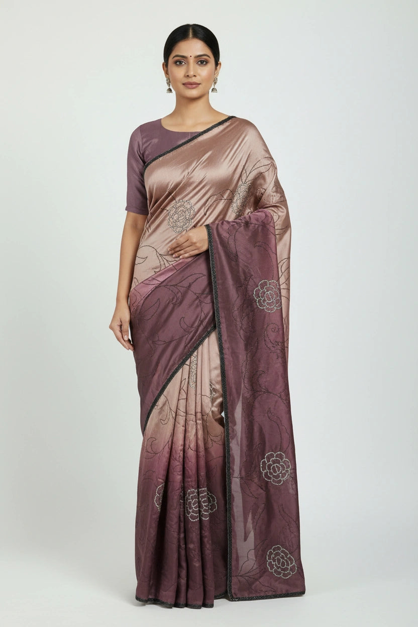 Handcrafted Organza Embroidery Saree - Rangoli Sarees