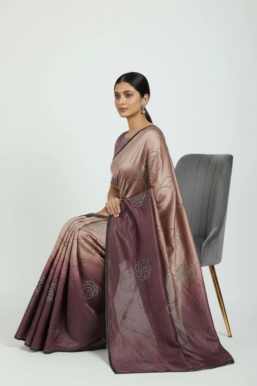Handcrafted Organza Embroidery Saree - Rangoli Sarees