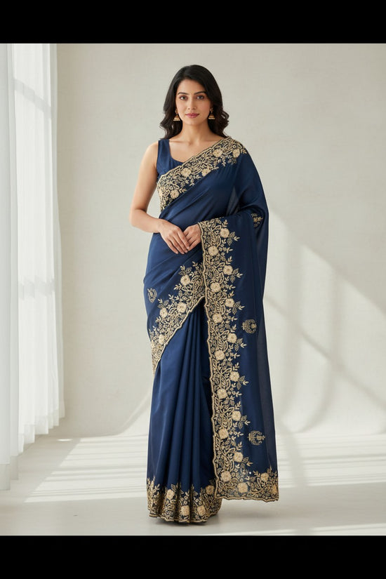 Handcrafted Organza Silk Embroidery Saree - Rangoli Sarees