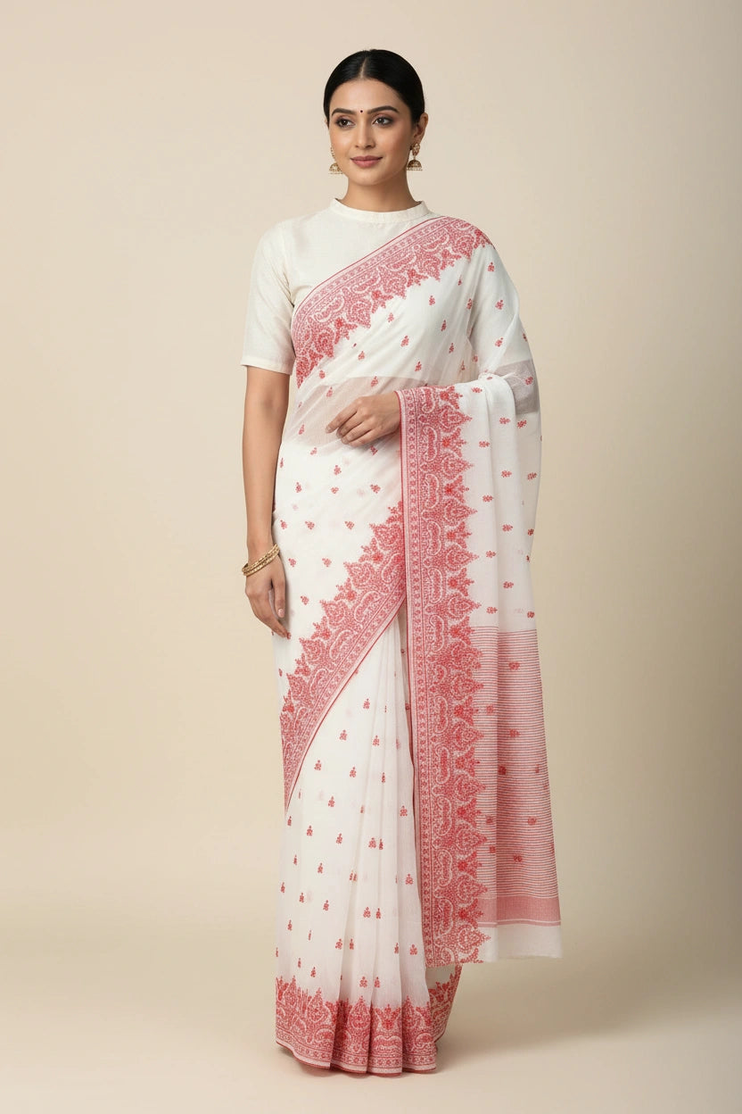 Crisp Bengal Cotton Kolkata Cotton Saree - Rangoli Sarees