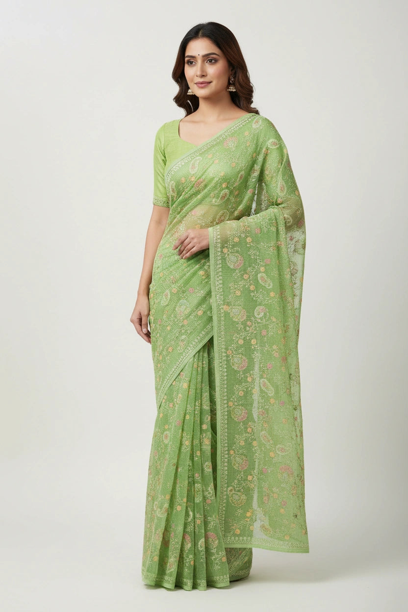Crisp Bengal Cotton Kolkata Cotton Saree - Rangoli Sarees