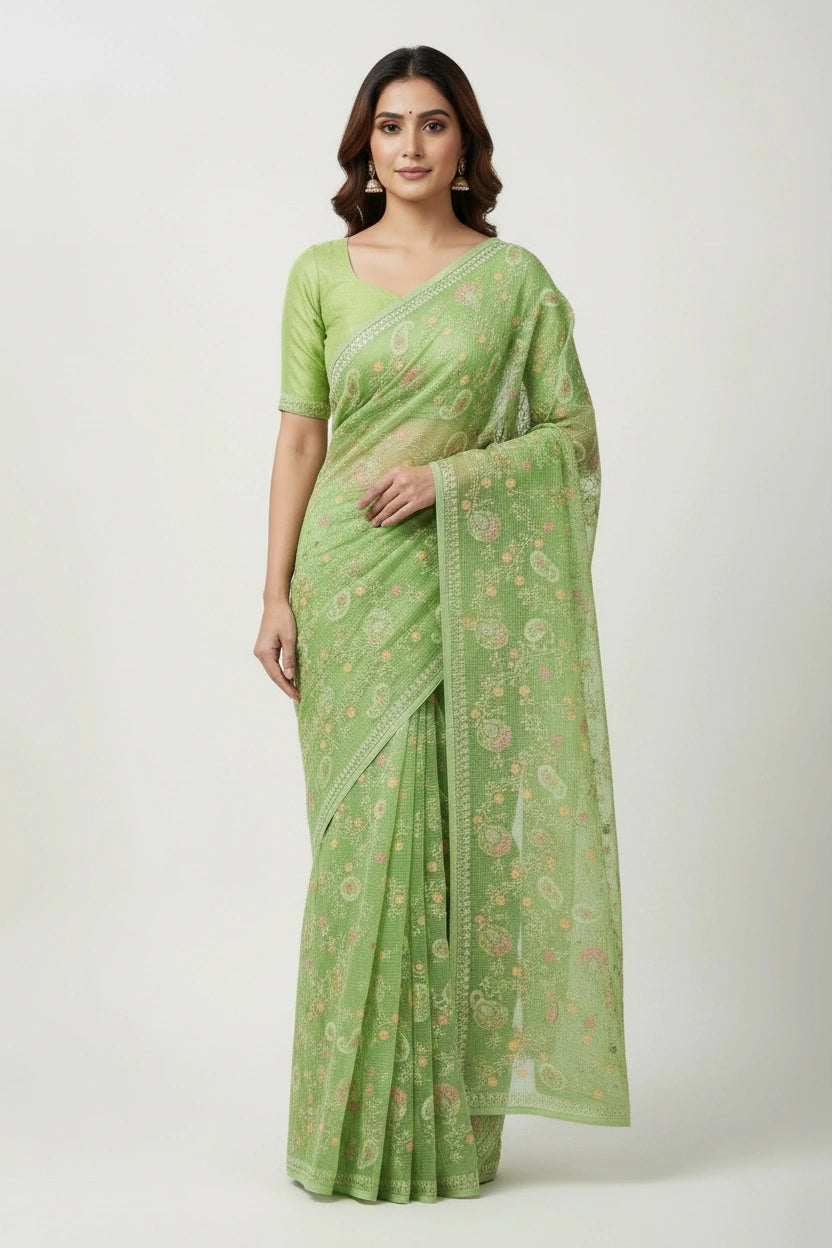 Crisp Bengal Cotton Kolkata Cotton Saree - Rangoli Sarees