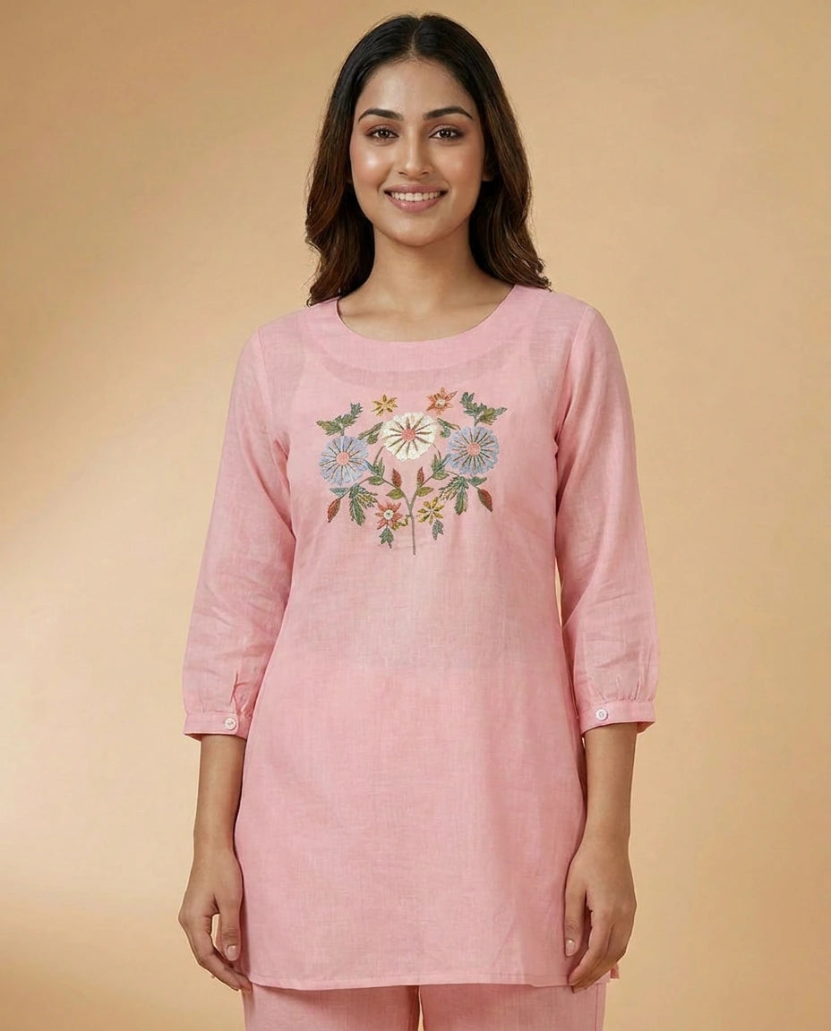 Pink Cotton Co-ord Set - Rangoli India