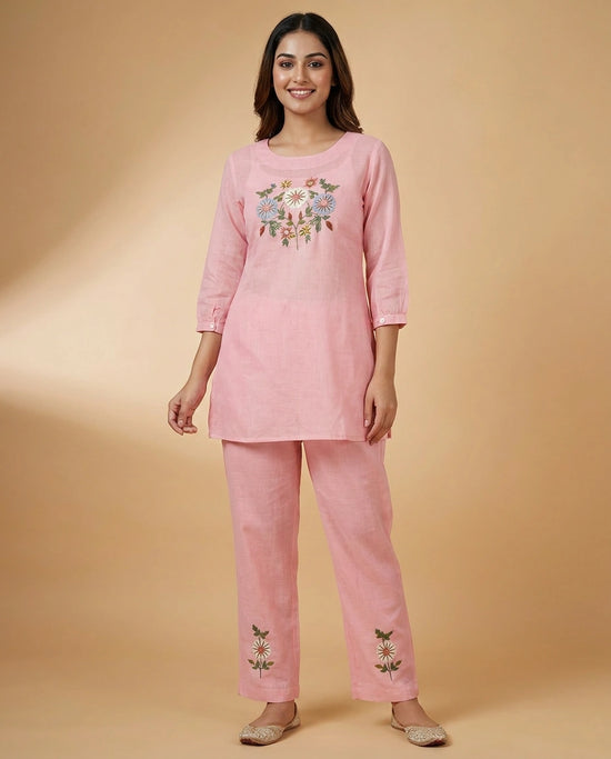 Pink Cotton Co-ord Set - Rangoli India