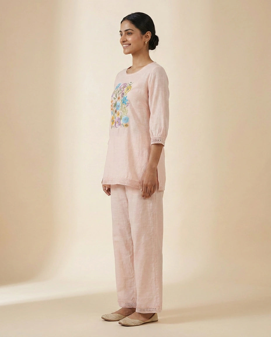Pink Cotton Co-ord Set - Rangoli India