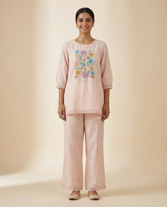 Pink Cotton Co-ord Set - Rangoli India
