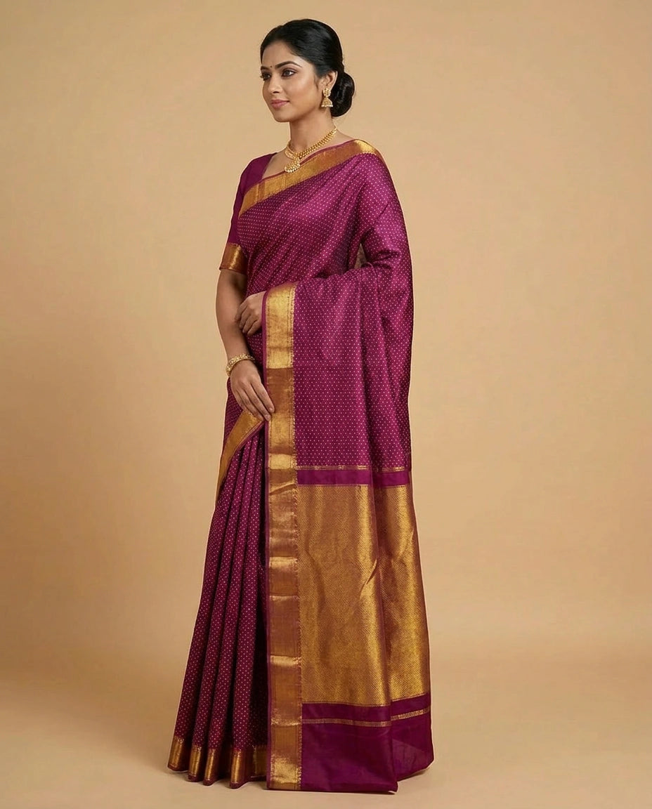 Traditional South Weave Silk Katan Saree Woven in India view 2