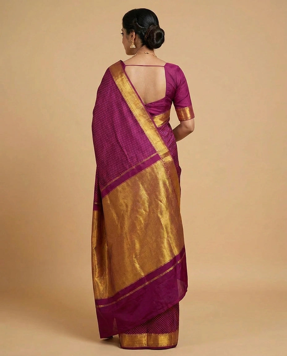 Traditional South Weave Silk Katan Saree Woven in India view 3