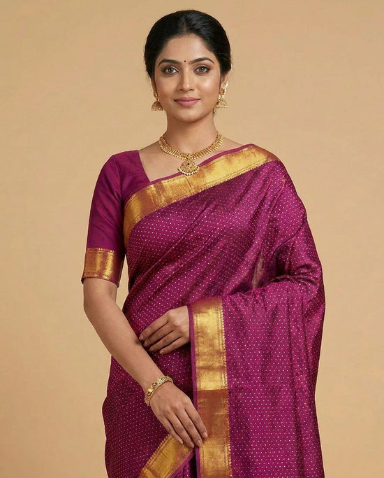 Traditional South Weave Silk Katan Saree Woven in India view 4
