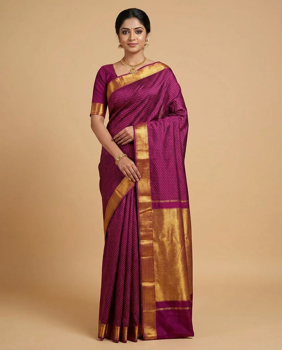 Bottle Green Traditional South Weave Silk Katan Saree Woven in India