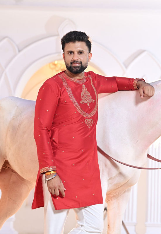 Tussar Silk Kurta with Gold Accents