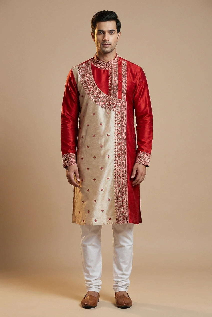 Tussar Silk Kurta with Resham Detail for Daily Festive