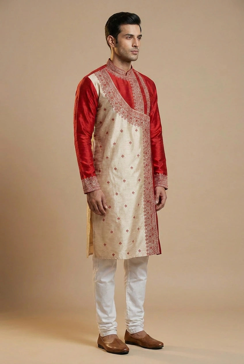 Tussar Silk Kurta with Resham Detail for Daily Festive