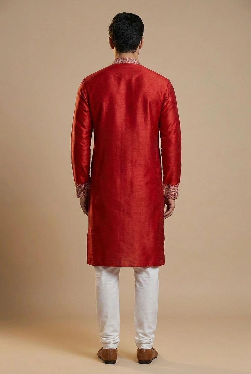 Tussar Silk Kurta with Resham Detail for Daily Festive