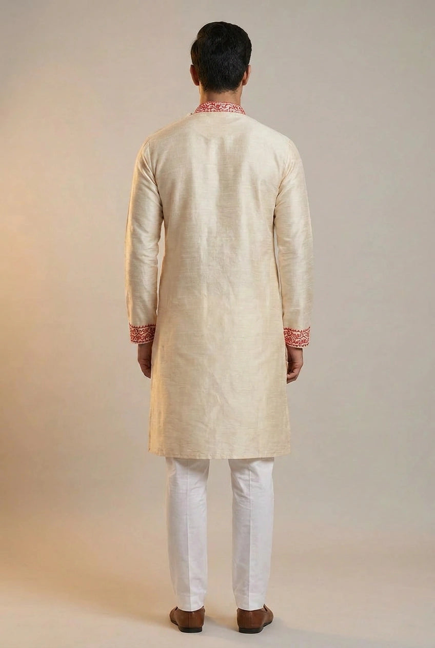 Tussar Silk Kurta with Hand Stitch for Office Festive