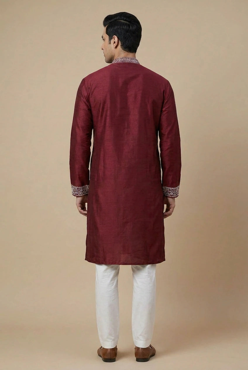 Tussar Silk Kurta with Hand Stitch for Office Festive