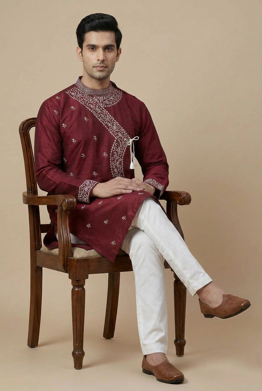 Tussar Silk Kurta with Hand Stitch for Office Festive
