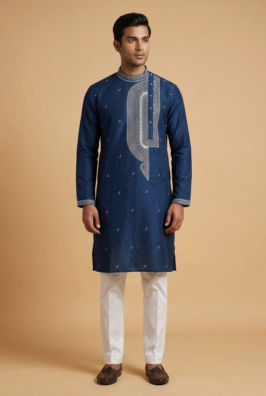 Tussar Silk Kurta with Tussar Texture for Sangeet Day